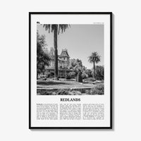 Redlands Print Black and White, Redlands Wall Art, Redlands Poster, Redlands Photo, Redlands Wall Décor, California, USA, United States