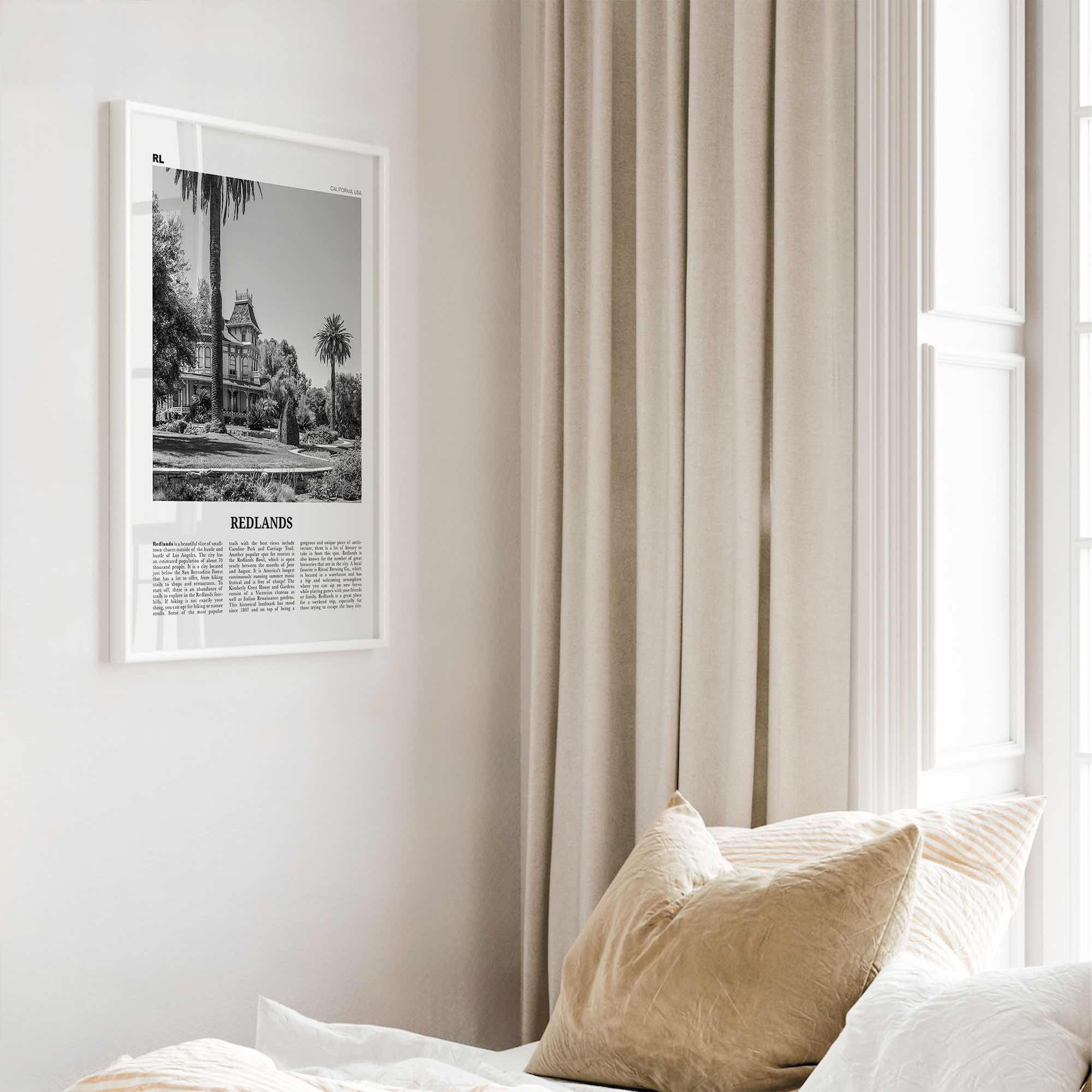 Redlands Print Black and White, Redlands Wall Art, Redlands Poster, Redlands Photo, Redlands Wall Décor, California, USA, United States