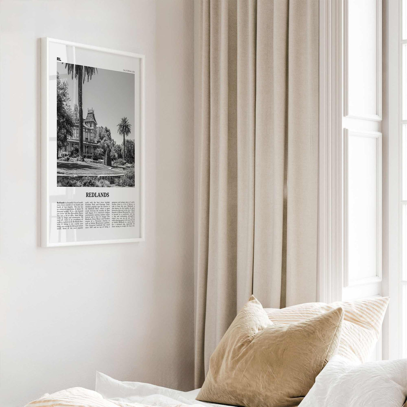 Redlands Print Black and White, Redlands Wall Art, Redlands Poster, Redlands Photo, Redlands Wall Décor, California, USA, United States