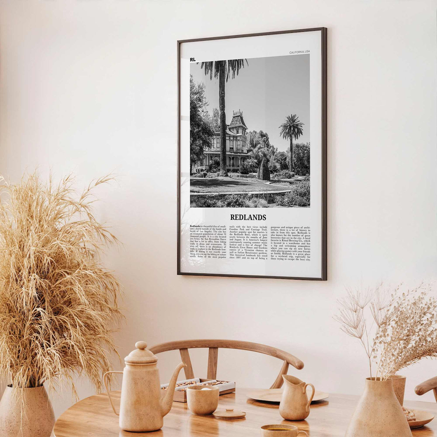 Redlands Print Black and White, Redlands Wall Art, Redlands Poster, Redlands Photo, Redlands Wall Décor, California, USA, United States