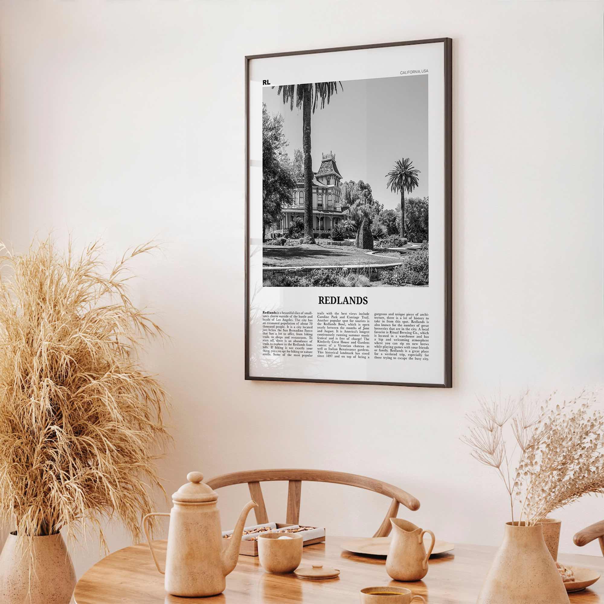 Redlands Print Black and White, Redlands Wall Art, Redlands Poster, Redlands Photo, Redlands Wall Décor, California, USA, United States