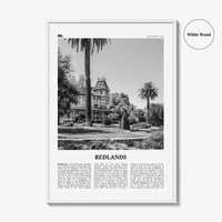 Redlands Print Black and White, Redlands Wall Art, Redlands Poster, Redlands Photo, Redlands Wall Décor, California, USA, United States