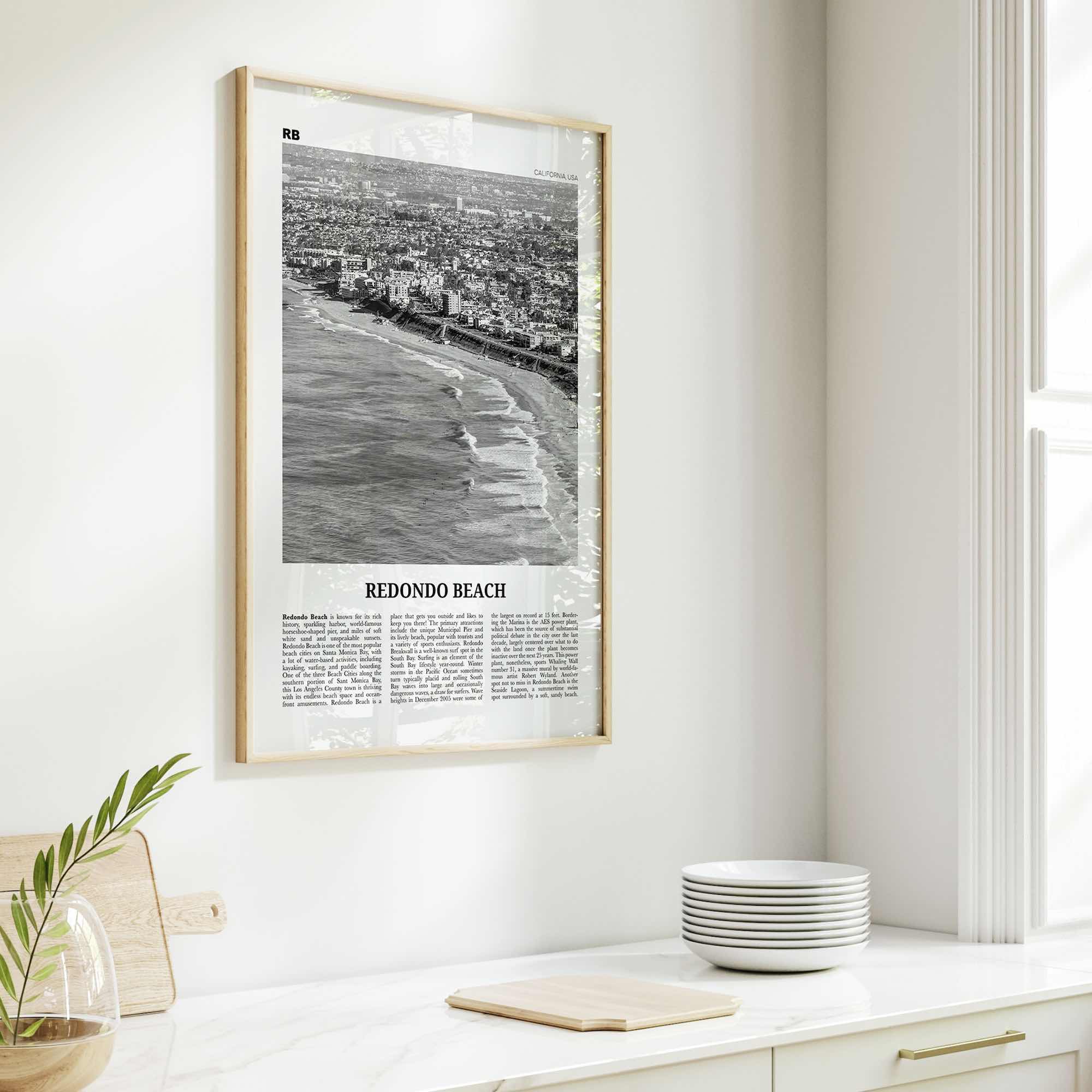 Redondo Beach Print Black and White, Redondo Beach Wall Art, Redondo Beach Poster, Redondo Beach Photo, California, USA, United States