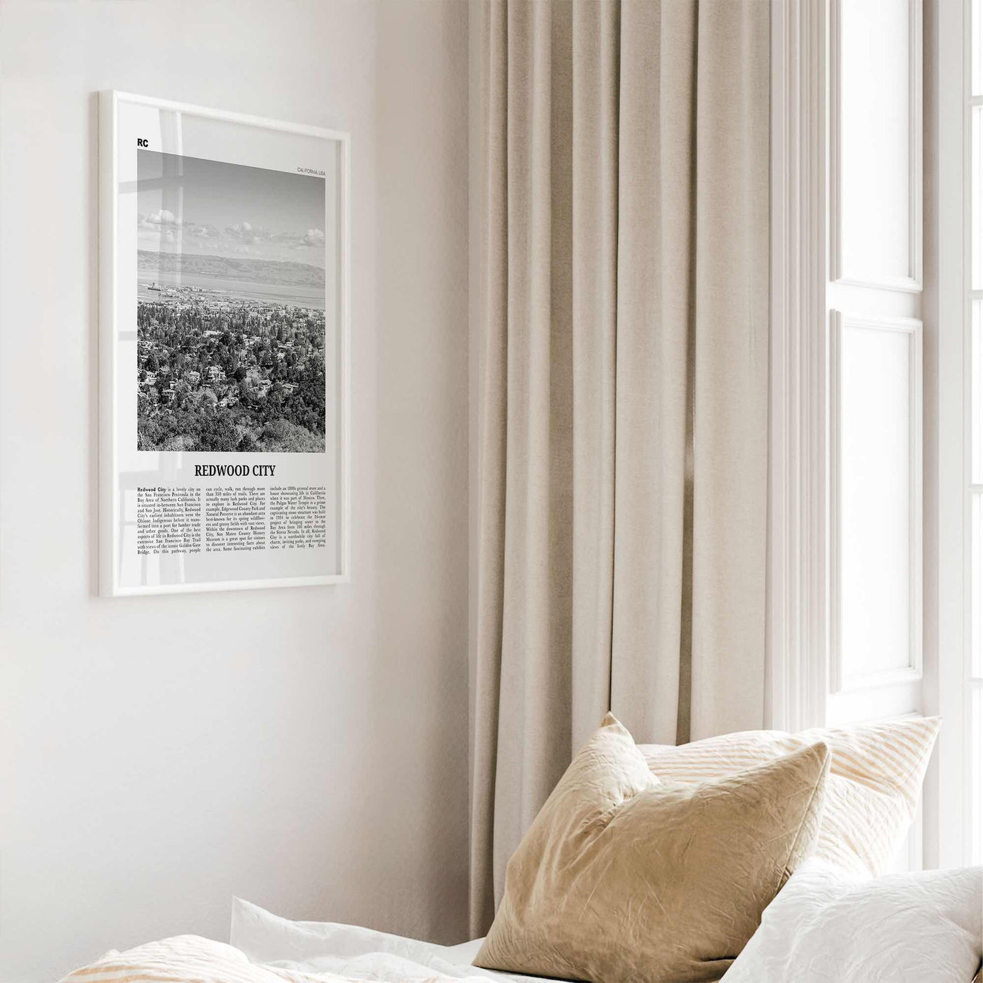 Redwood City Print Black and White, Redwood City Wall Art, Redwood City Poster, Redwood City Photo, Redwood City Wall Décor, California, USA