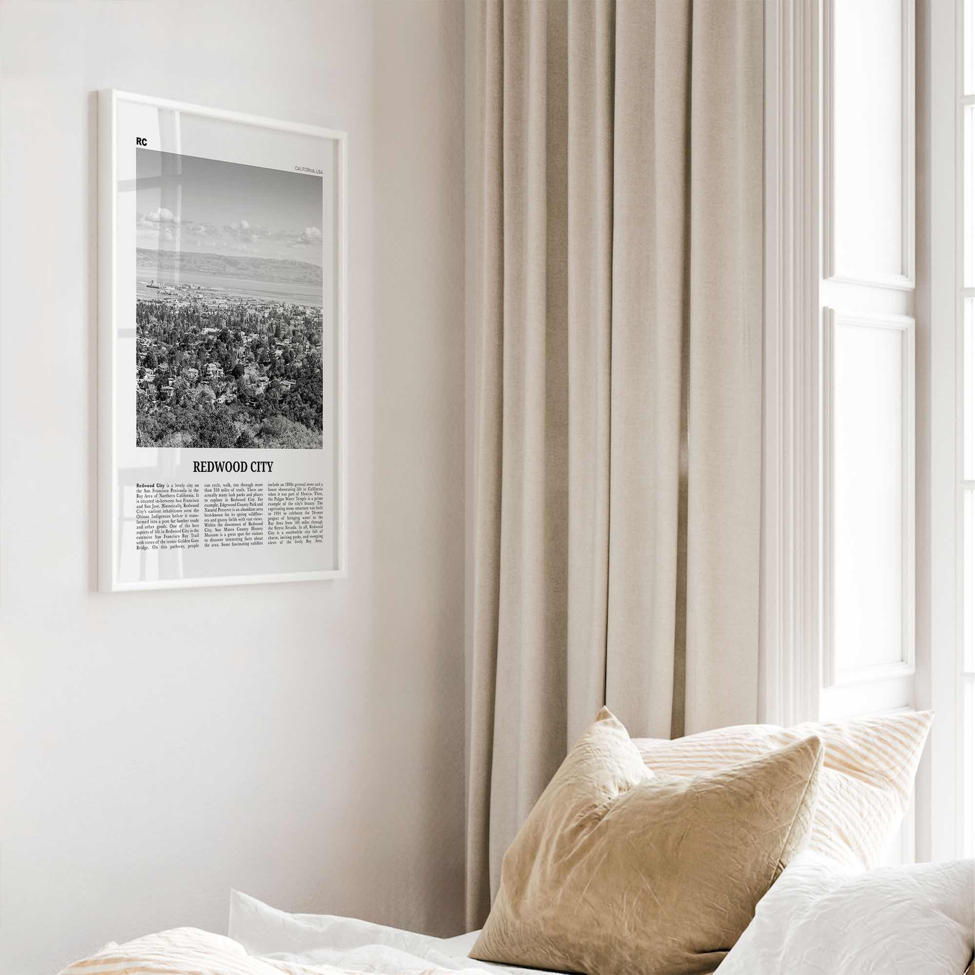 Redwood City Print Black and White, Redwood City Wall Art, Redwood City Poster, Redwood City Photo, Redwood City Wall Décor, California, USA