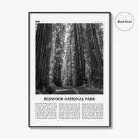 Redwood National Park Print Black and White, Redwood National Park Wall Art, Redwood National Park Poster, Park Photo, Wall Décor, Map