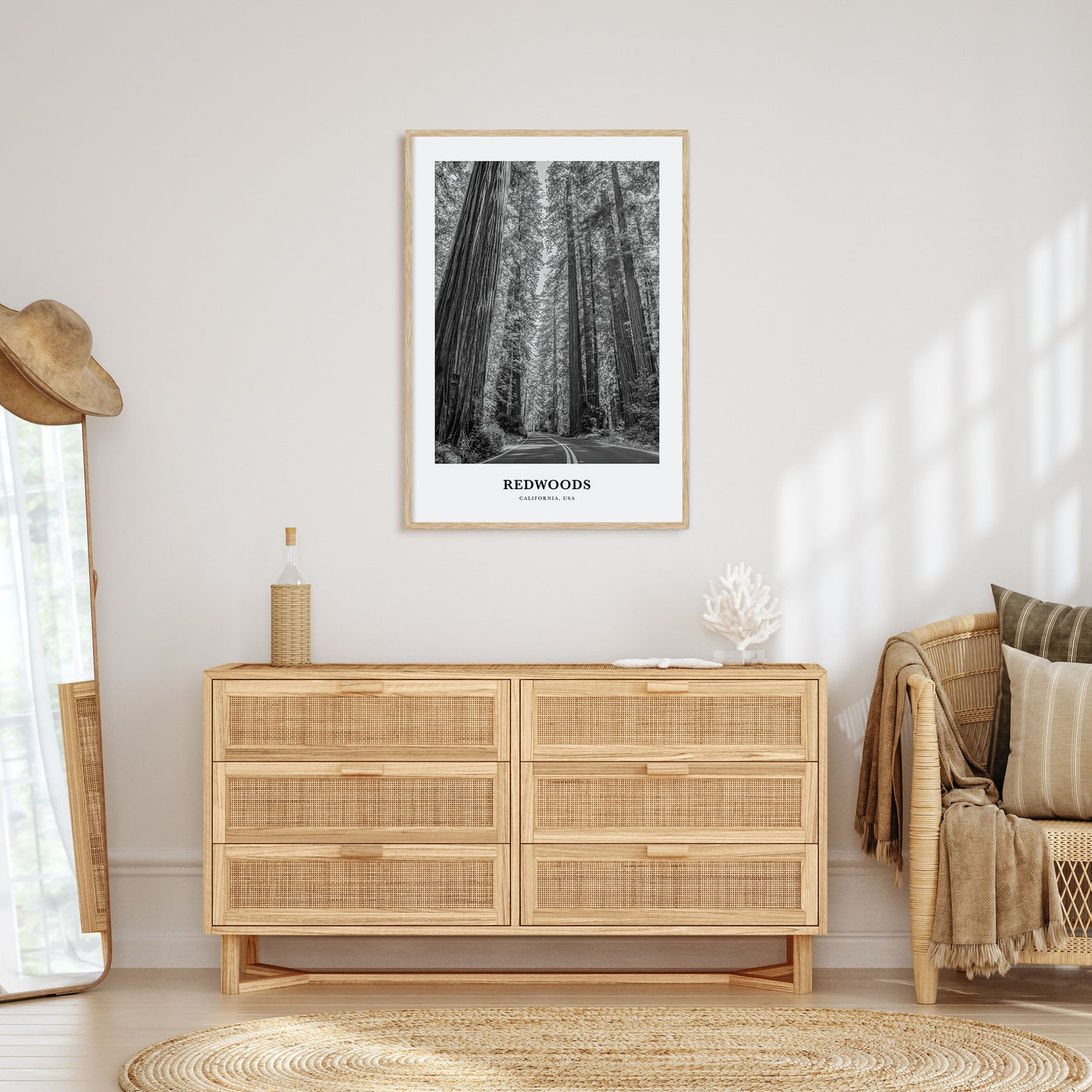 Redwoods Portrait B&W Poster