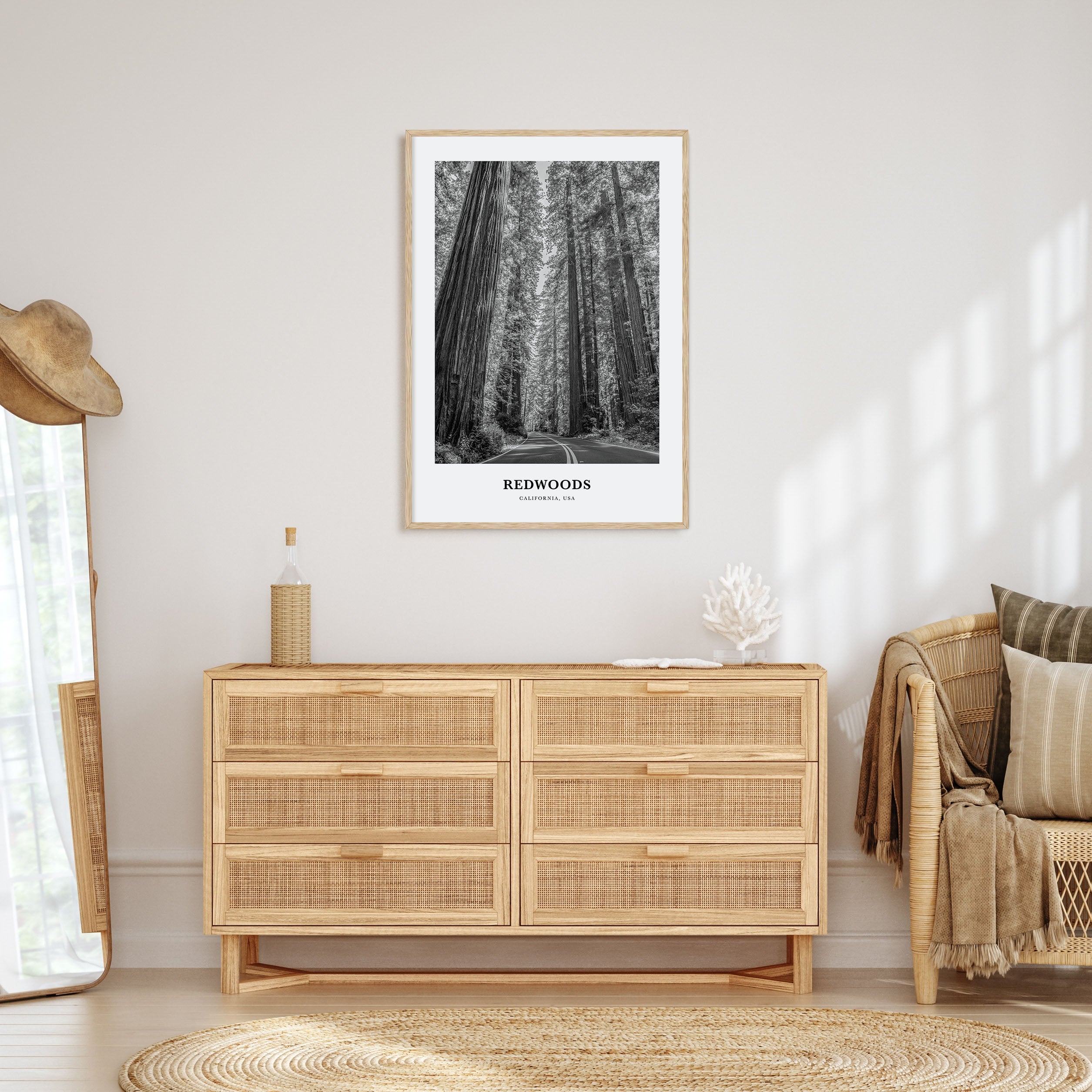 Redwoods Portrait B&W Poster