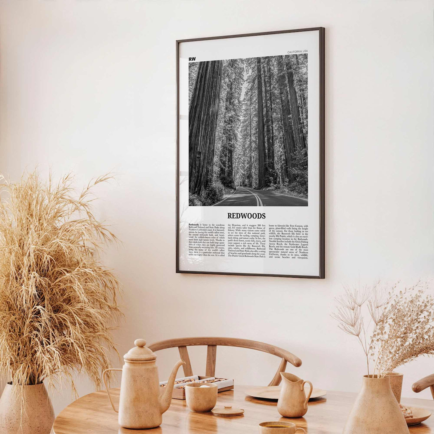 Redwoods Print Black and White, Redwoods Wall Art, Redwoods Poster, Redwoods Photo, Redwoods Map, Redwoods Decor, California