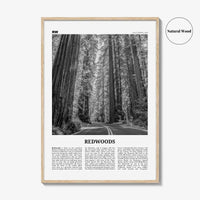 Redwoods Print Black and White, Redwoods Wall Art, Redwoods Poster, Redwoods Photo, Redwoods Map, Redwoods Decor, California