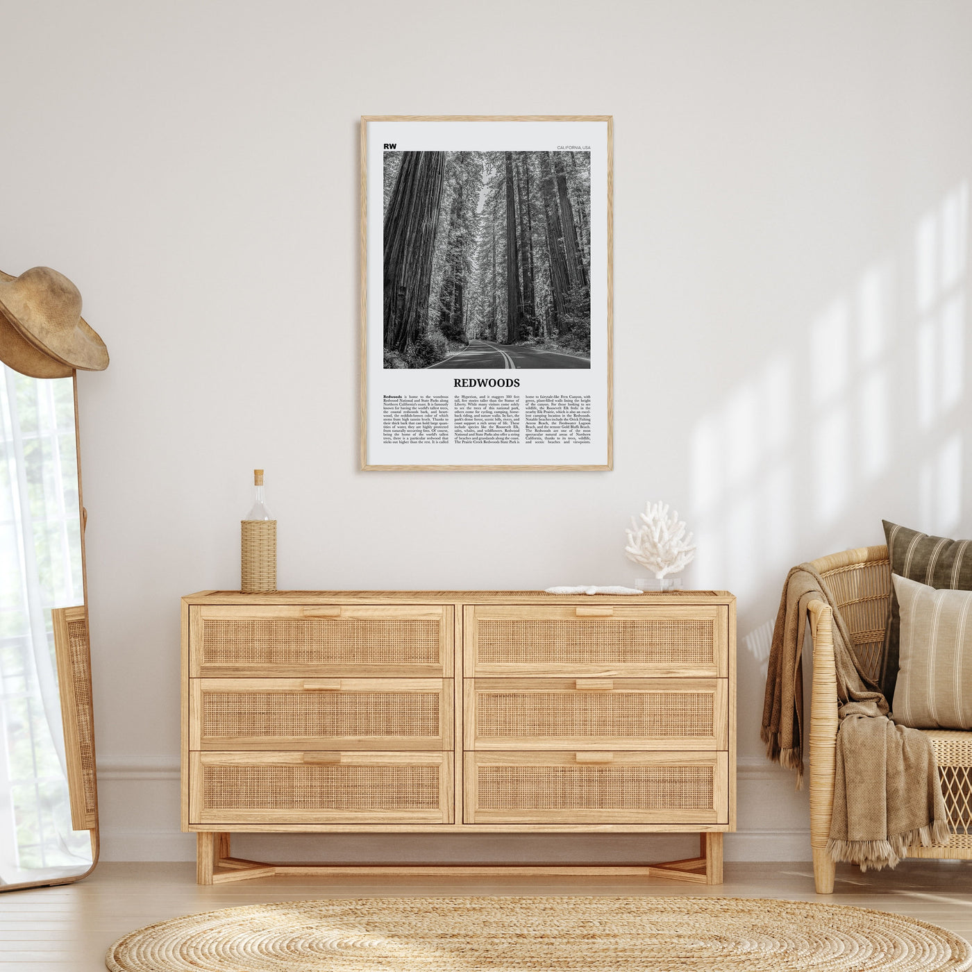Redwoods Travel B&W Poster