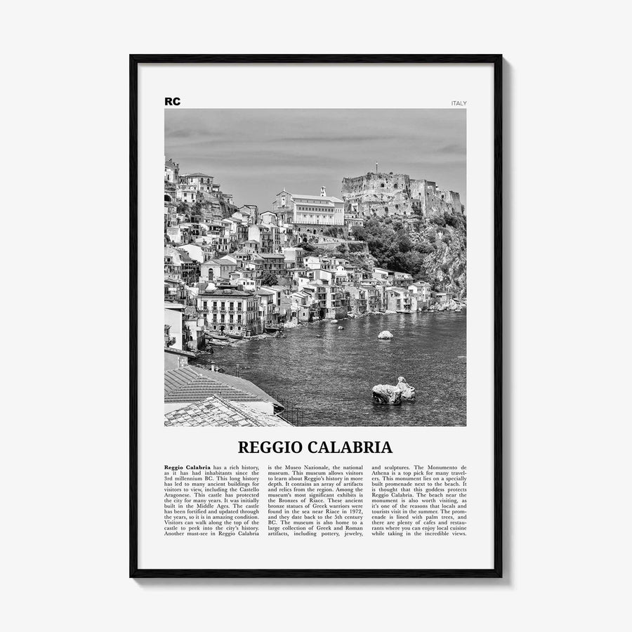Reggio Calabria Print Black and White, Reggio Calabria Art, Reggio Calabria Poster, Reggio Calabria Photo, Wall Décor, Reggio Calabria Map,