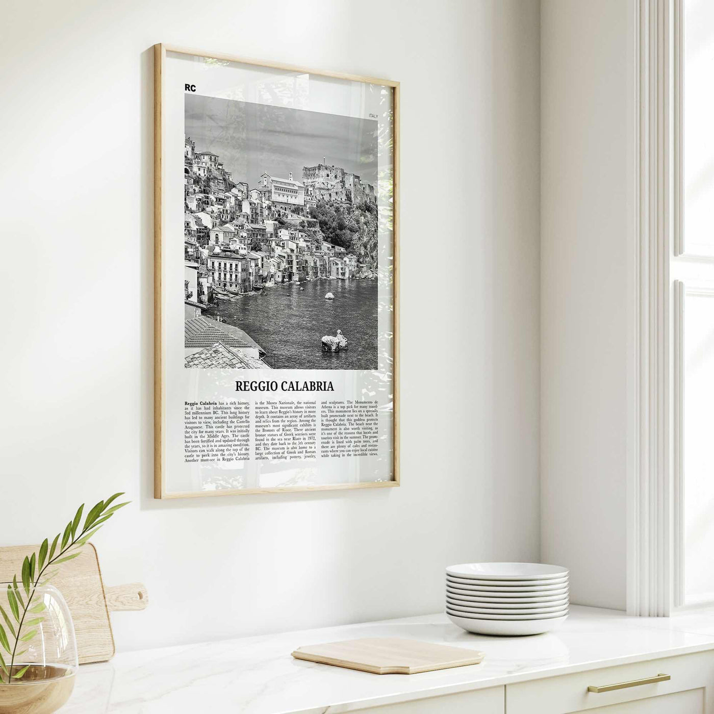 Reggio Calabria Print Black and White, Reggio Calabria Art, Reggio Calabria Poster, Reggio Calabria Photo, Wall Décor, Reggio Calabria Map,