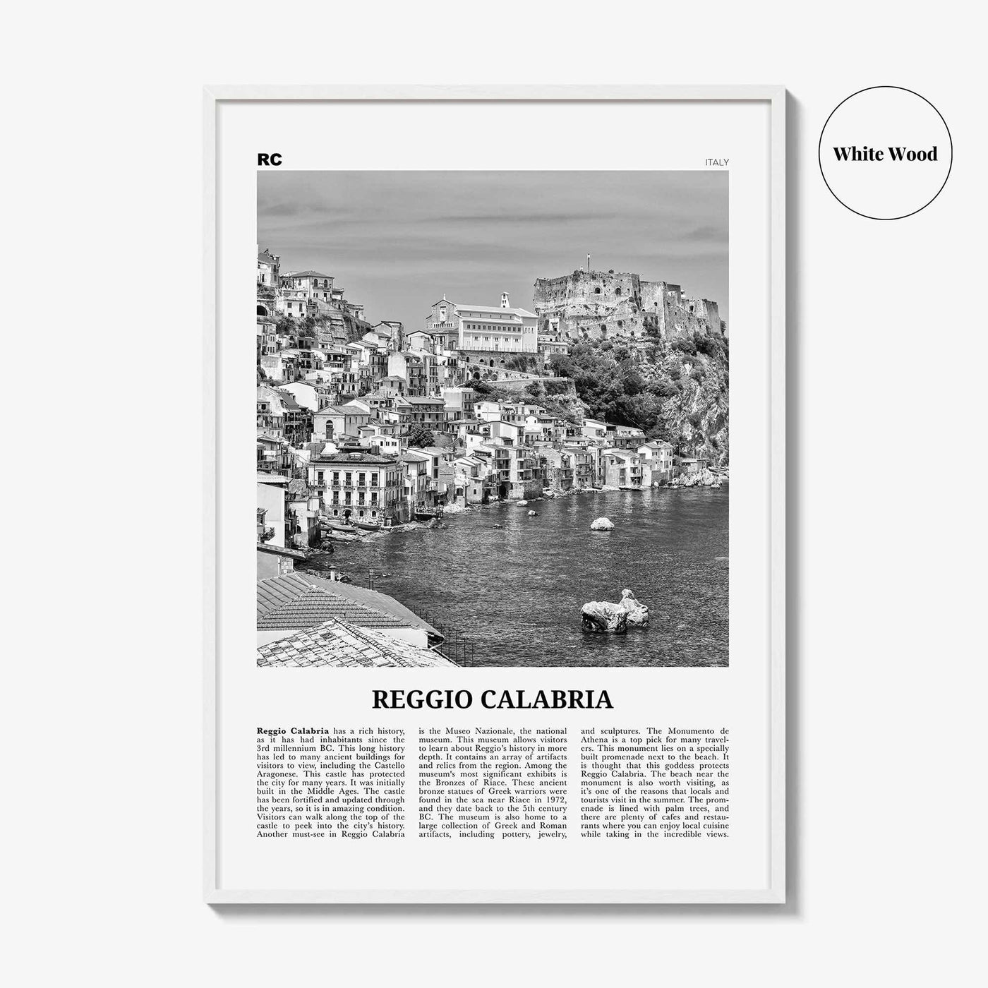 Reggio Calabria Print Black and White, Reggio Calabria Art, Reggio Calabria Poster, Reggio Calabria Photo, Wall Décor, Reggio Calabria Map,