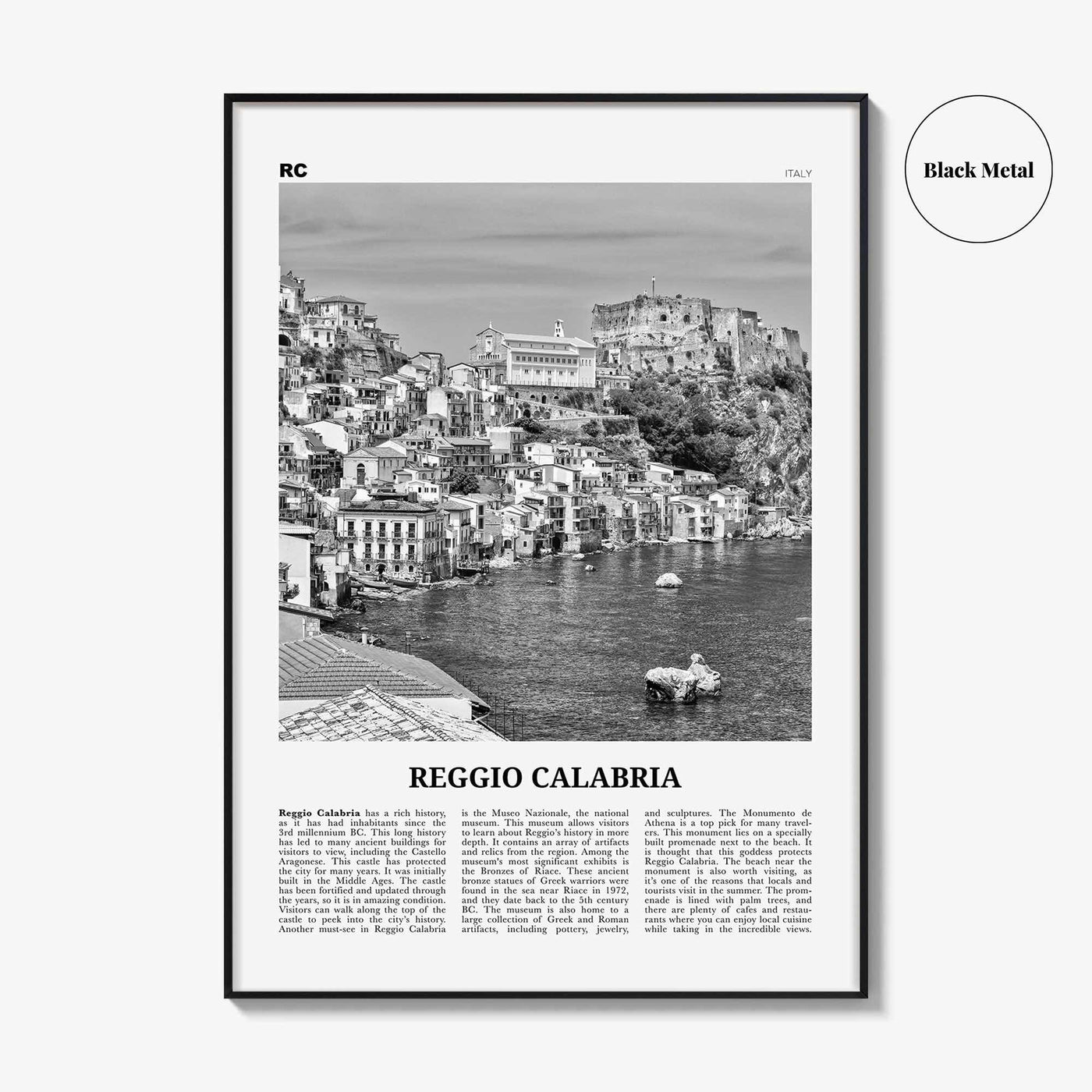 Reggio Calabria Print Black and White, Reggio Calabria Art, Reggio Calabria Poster, Reggio Calabria Photo, Wall Décor, Reggio Calabria Map,