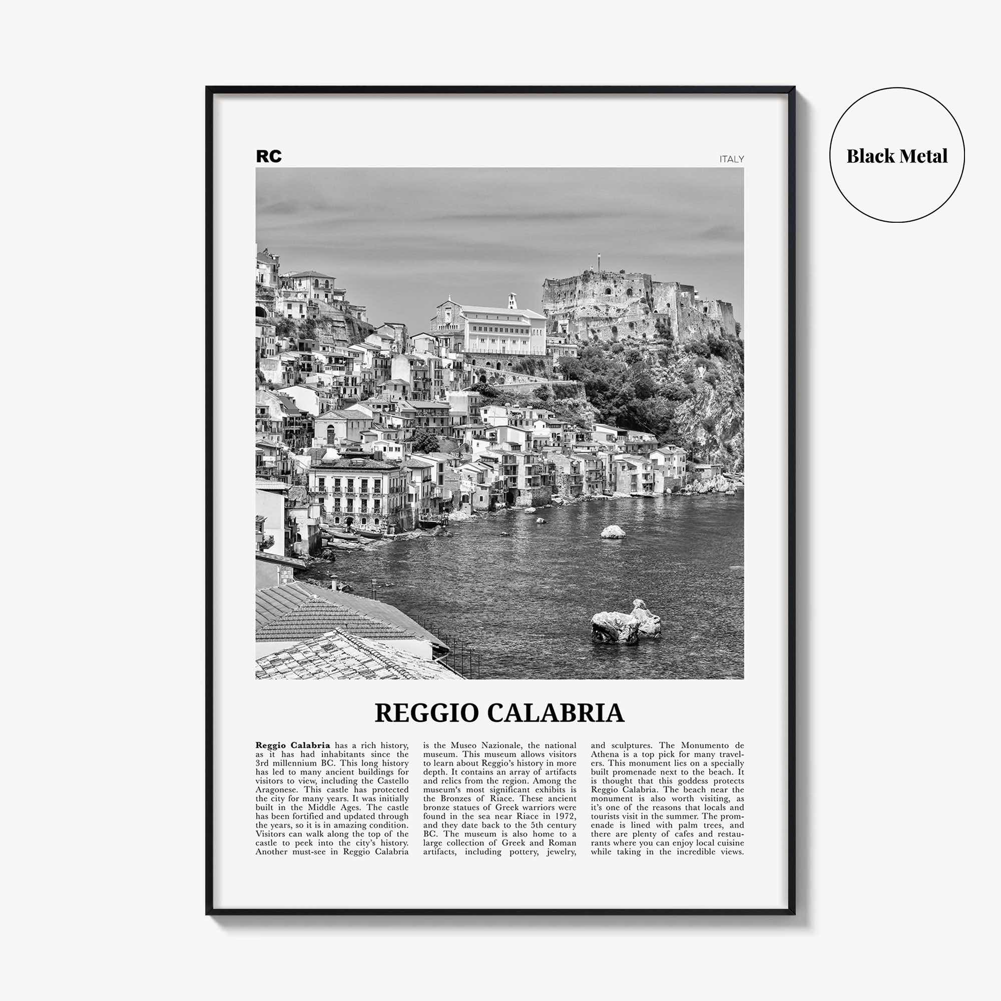Reggio Calabria Print Black and White, Reggio Calabria Art, Reggio Calabria Poster, Reggio Calabria Photo, Wall Décor, Reggio Calabria Map,