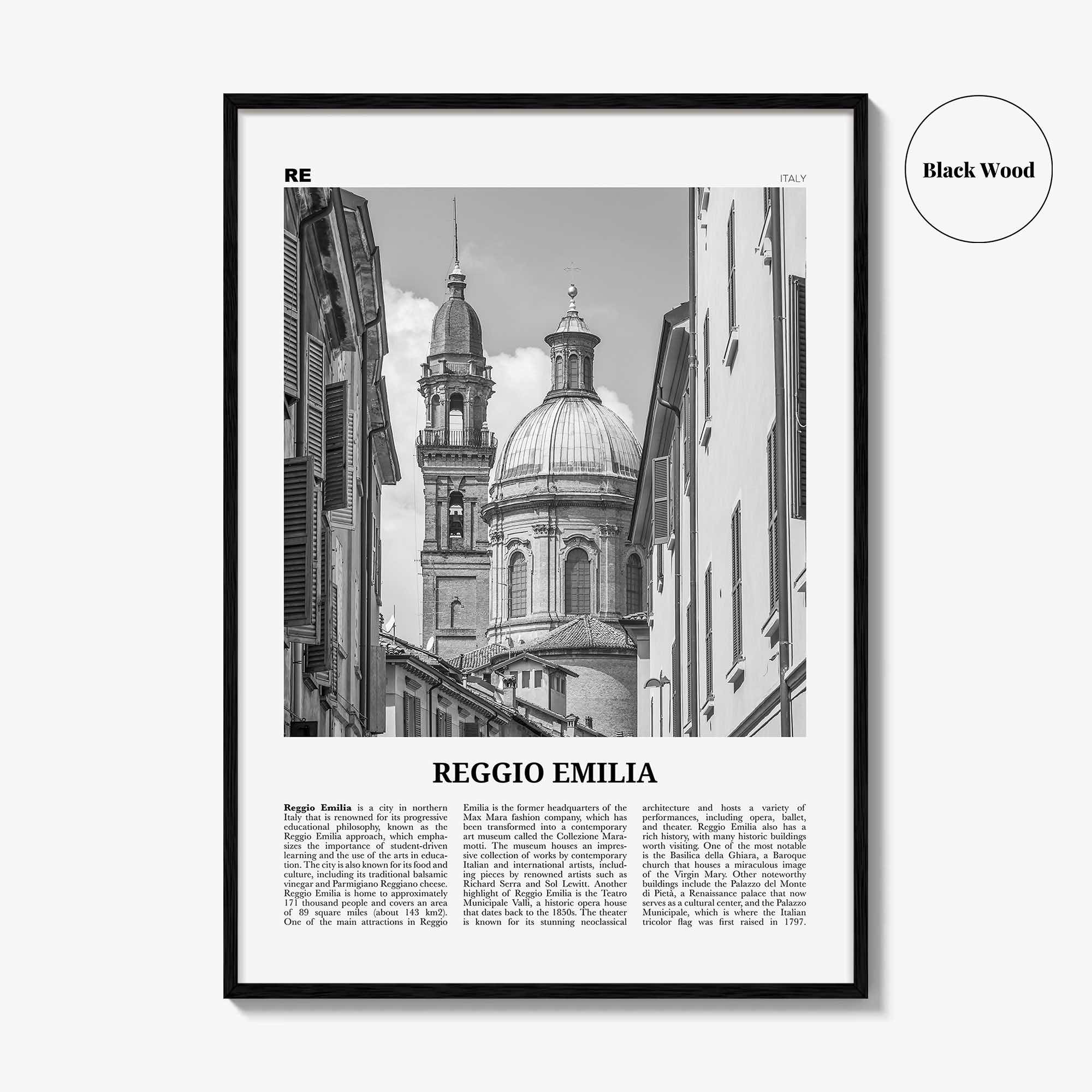 Reggio Emilia Print Black and White, Reggio Emilia Art, Reggio Emilia Poster, Reggio Emilia Photo, Reggio Emilia Décor, Reggio Emilia Map