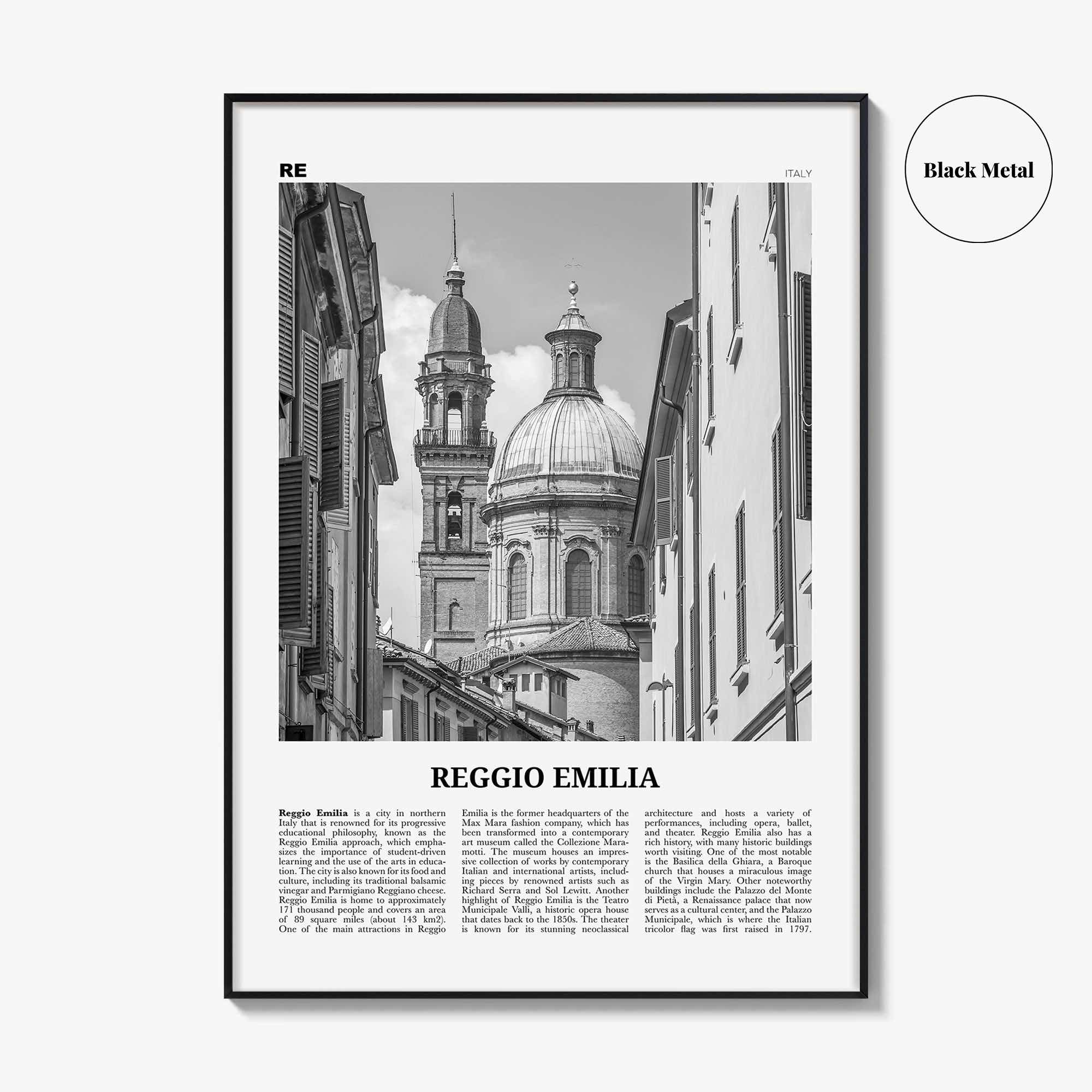 Reggio Emilia Print Black and White, Reggio Emilia Art, Reggio Emilia Poster, Reggio Emilia Photo, Reggio Emilia Décor, Reggio Emilia Map