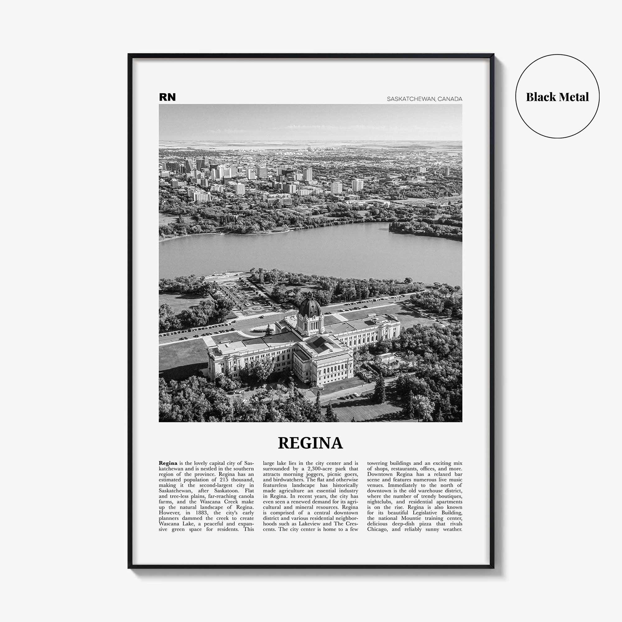 Regina Print Black and White, Regina Wall Art, Regina Poster, Regina Photo, Regina Wall Décor, Saskatchewan, Sherwood