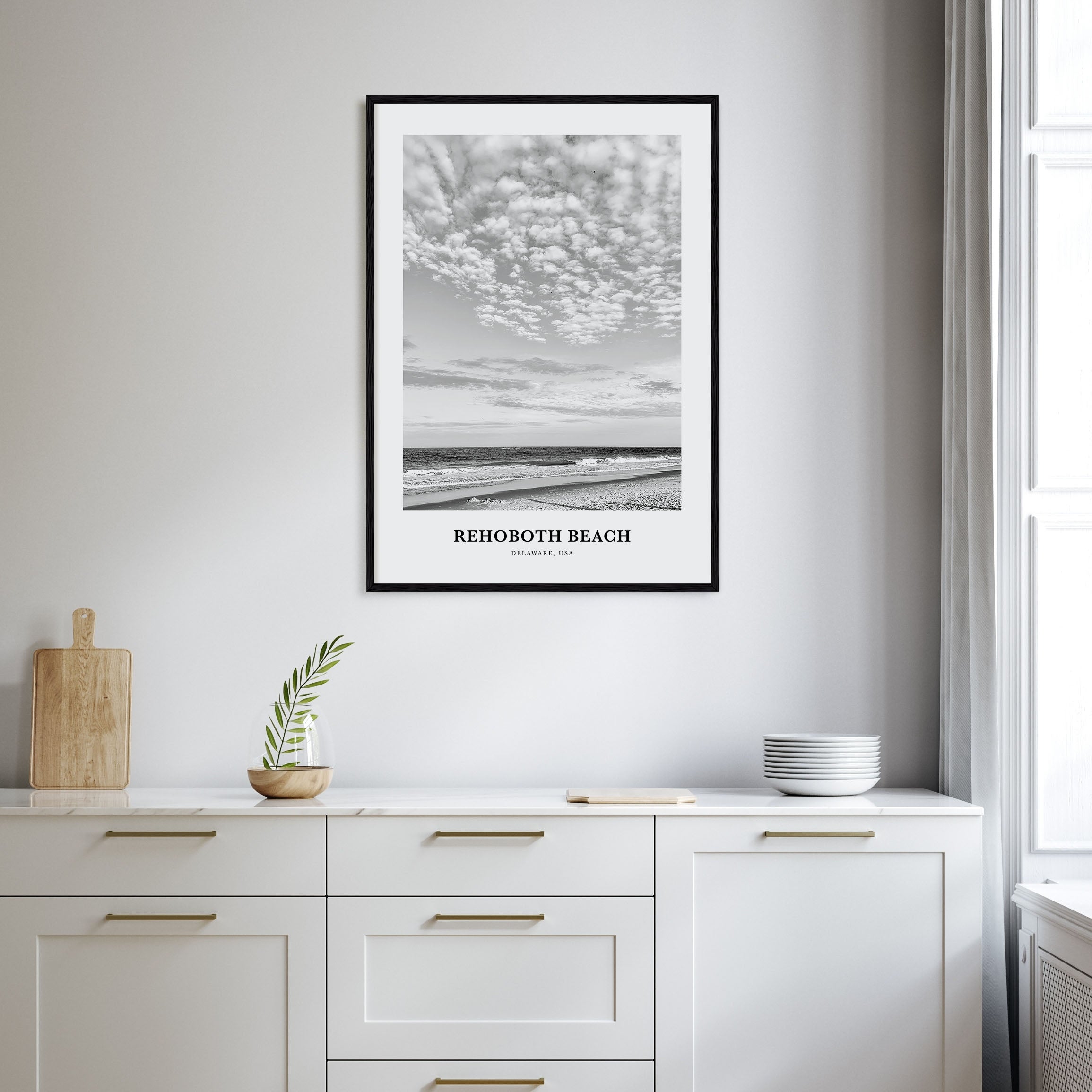 Rehoboth Beach Portrait B&W Poster