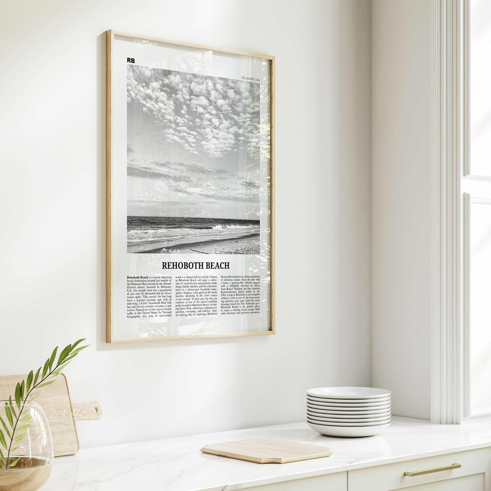 Rehoboth Beach Print Black and White, Rehoboth Beach Wall Art, Rehoboth Beach Poster, Rehoboth Beach Photo, Rehoboth Décor, Delaware, USA