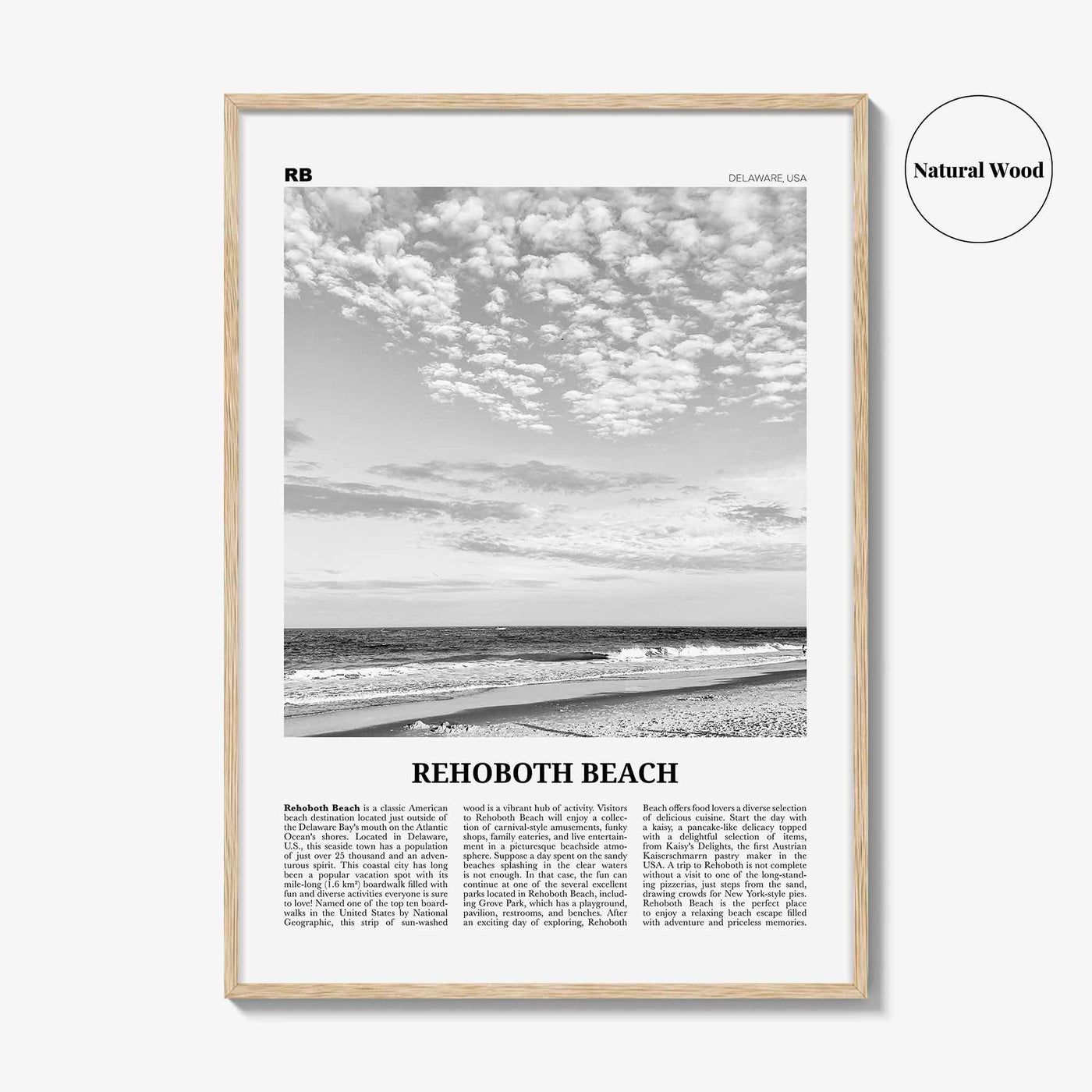 Rehoboth Beach Print Black and White, Rehoboth Beach Wall Art, Rehoboth Beach Poster, Rehoboth Beach Photo, Rehoboth Décor, Delaware, USA