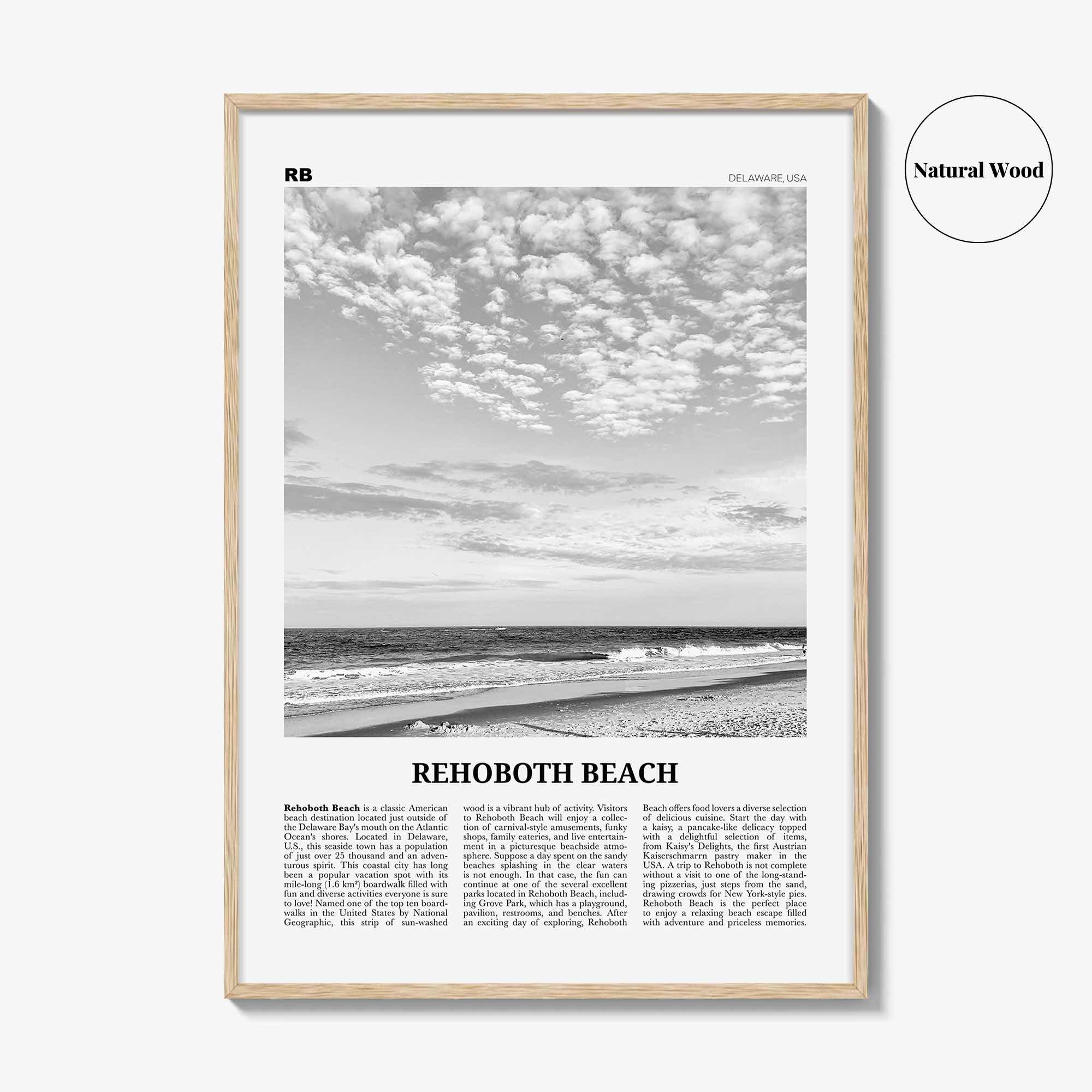 Rehoboth Beach Print Black and White, Rehoboth Beach Wall Art, Rehoboth Beach Poster, Rehoboth Beach Photo, Rehoboth Décor, Delaware, USA