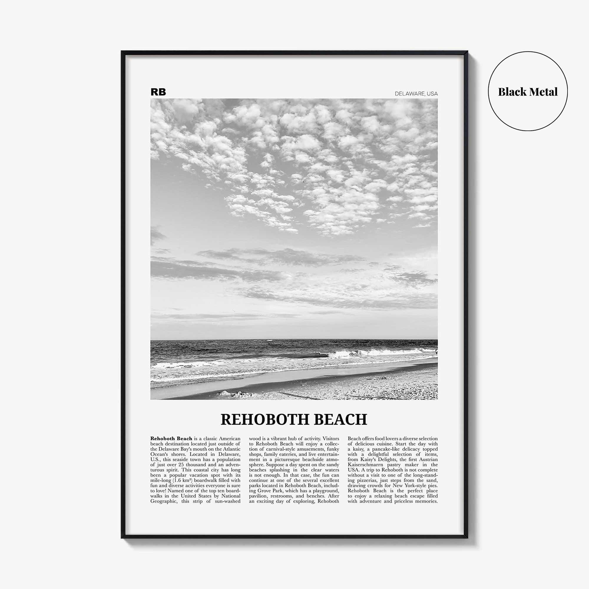 Rehoboth Beach Print Black and White, Rehoboth Beach Wall Art, Rehoboth Beach Poster, Rehoboth Beach Photo, Rehoboth Décor, Delaware, USA