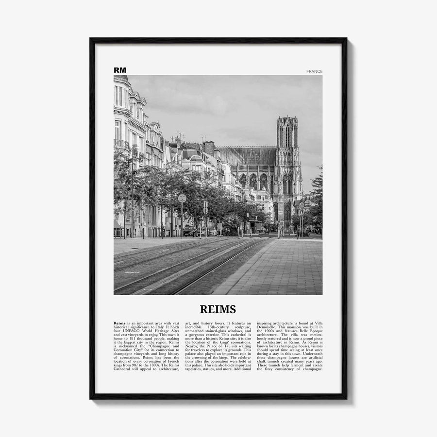 Reims Print Black and White, Reims Wall Art, Reims Poster, Reims Photo, Reims Wall Décor, Reims Map, France