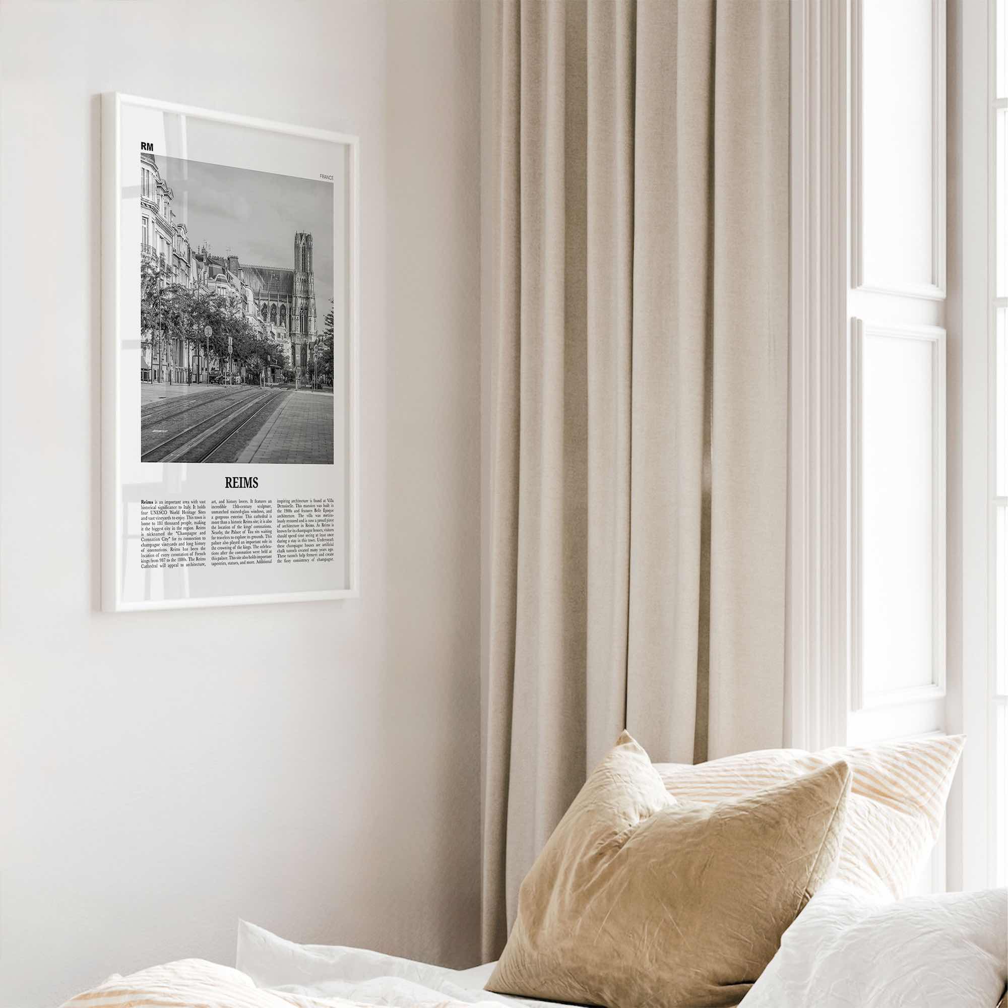 Reims Print Black and White, Reims Wall Art, Reims Poster, Reims Photo, Reims Wall Décor, Reims Map, France