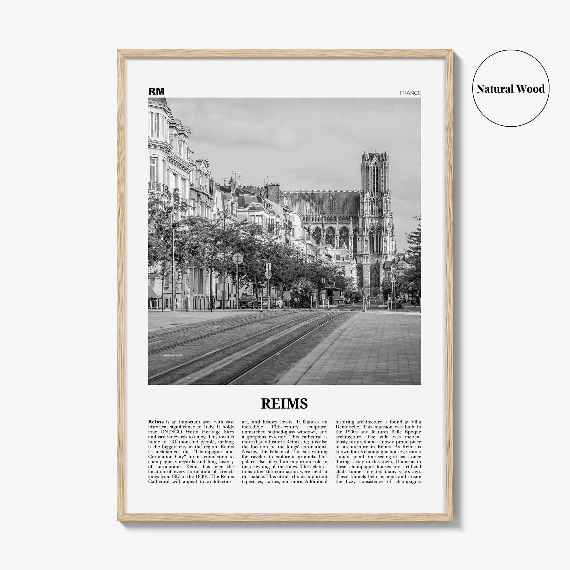 Reims Print Black and White, Reims Wall Art, Reims Poster, Reims Photo, Reims Wall Décor, Reims Map, France