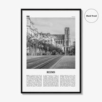 Reims Print Black and White, Reims Wall Art, Reims Poster, Reims Photo, Reims Wall Décor, Reims Map, France
