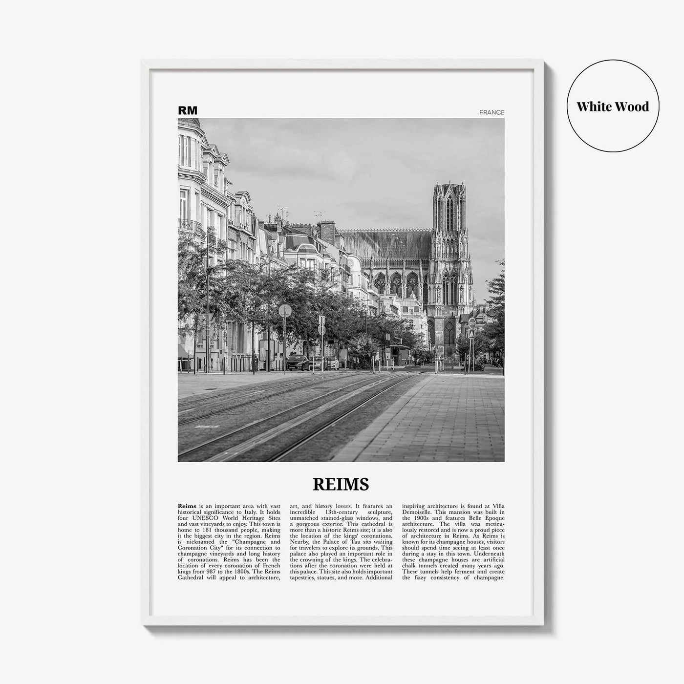 Reims Print Black and White, Reims Wall Art, Reims Poster, Reims Photo, Reims Wall Décor, Reims Map, France