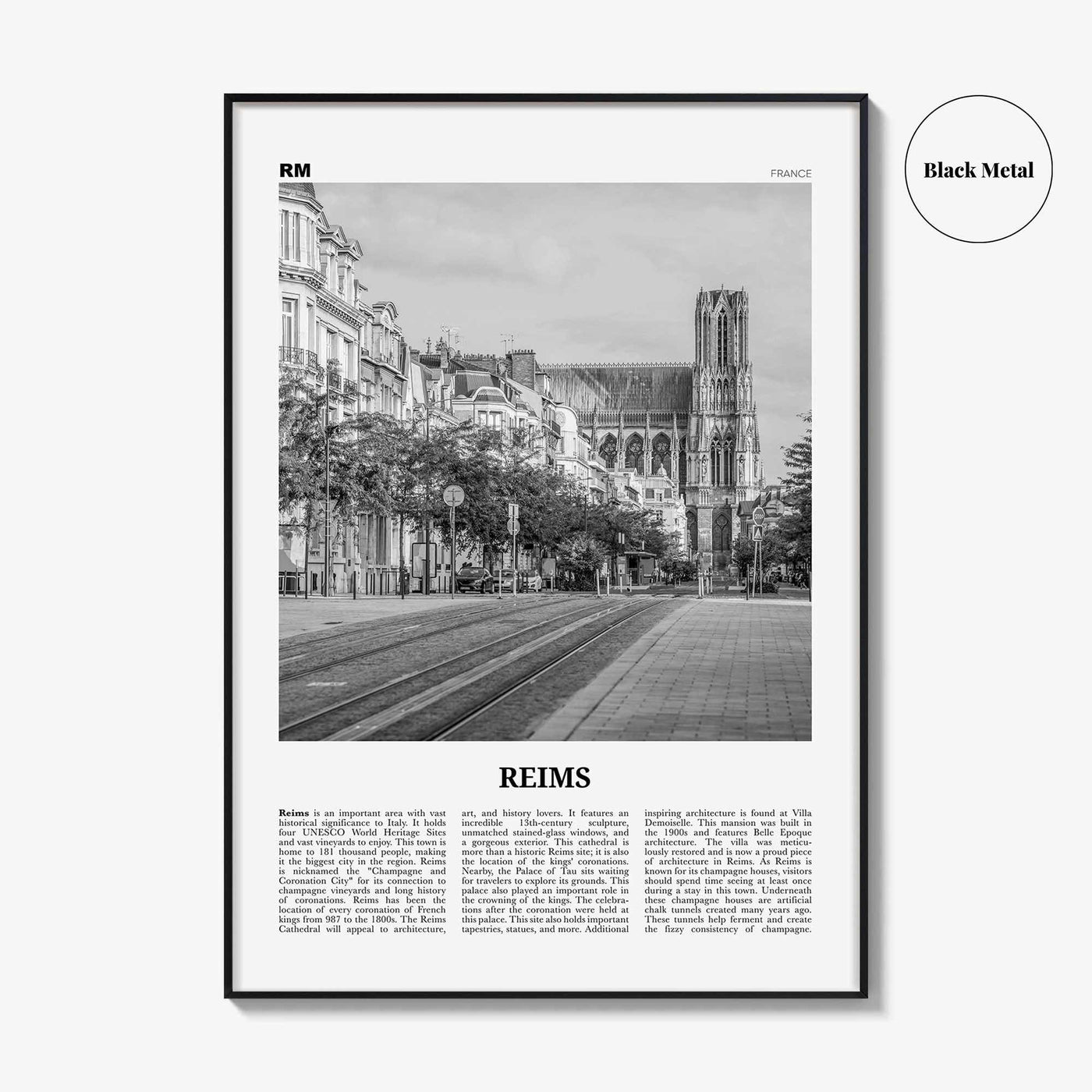 Reims Print Black and White, Reims Wall Art, Reims Poster, Reims Photo, Reims Wall Décor, Reims Map, France