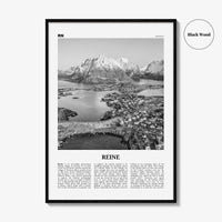 Reine Print Black and White, Reine Wall Art, Reine Poster, Reine Photo, Reine Wall Décor, Reine Map, Norway