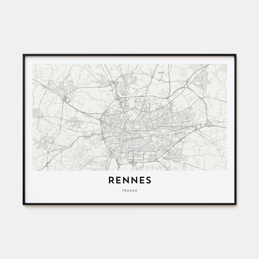 Rennes Map Landscape Poster
