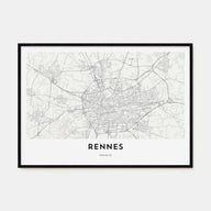 Rennes Map Landscape Poster