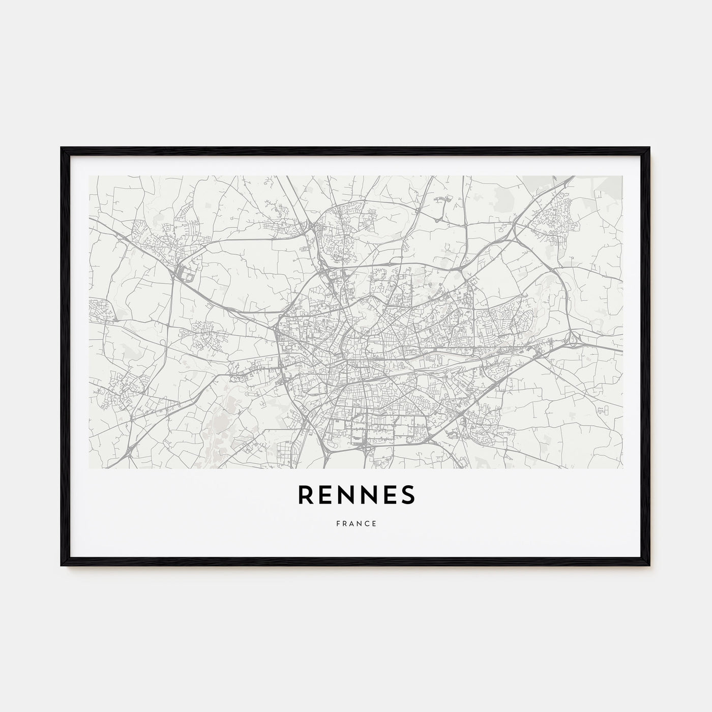 Rennes Map Landscape Poster
