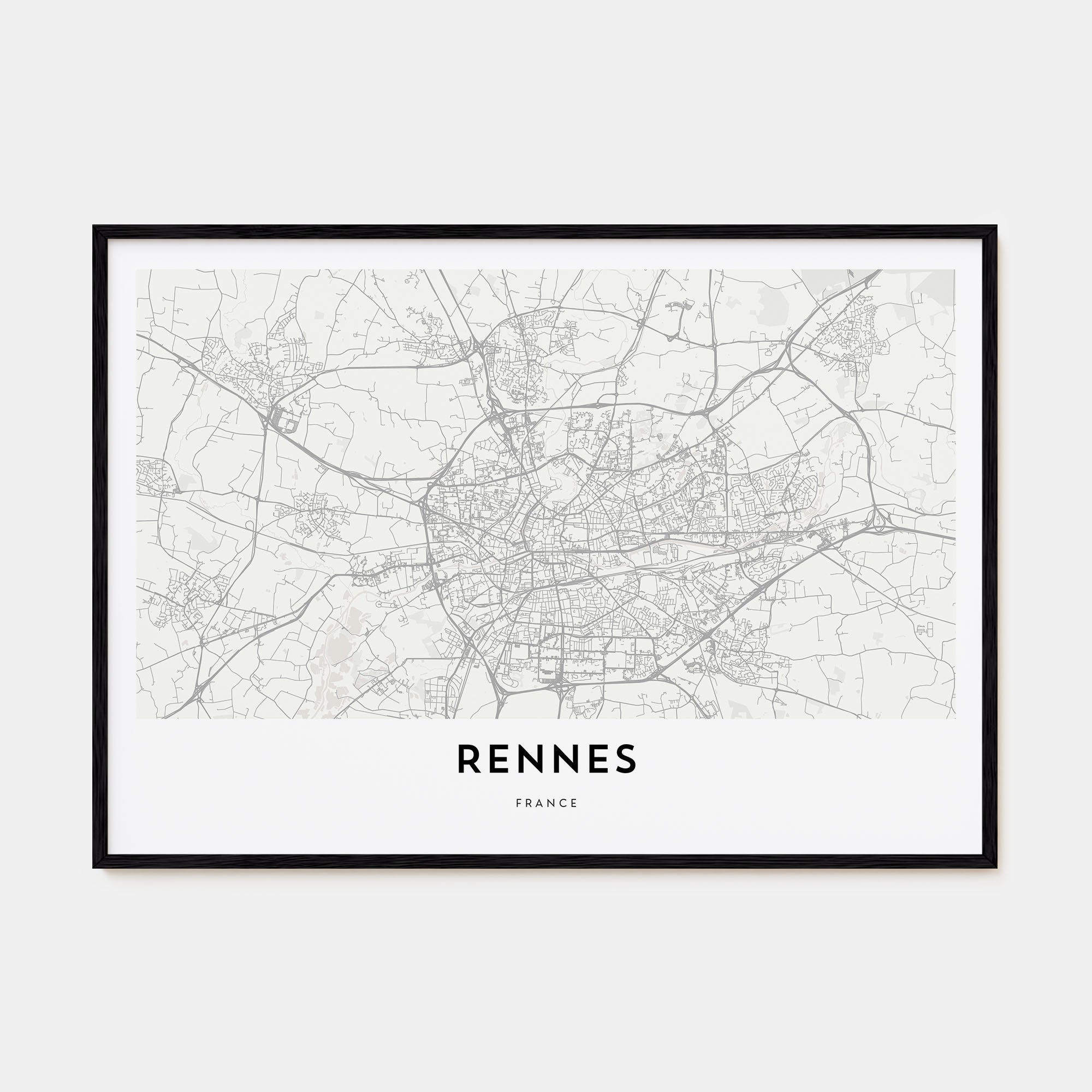 Rennes Map Landscape Poster