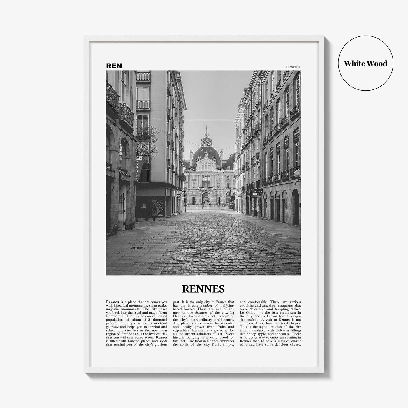 Rennes Print Black and White, Rennes Wall Art, Rennes Poster, Rennes Photo, Rennes Wall Décor, France, Roazhon, Brittany