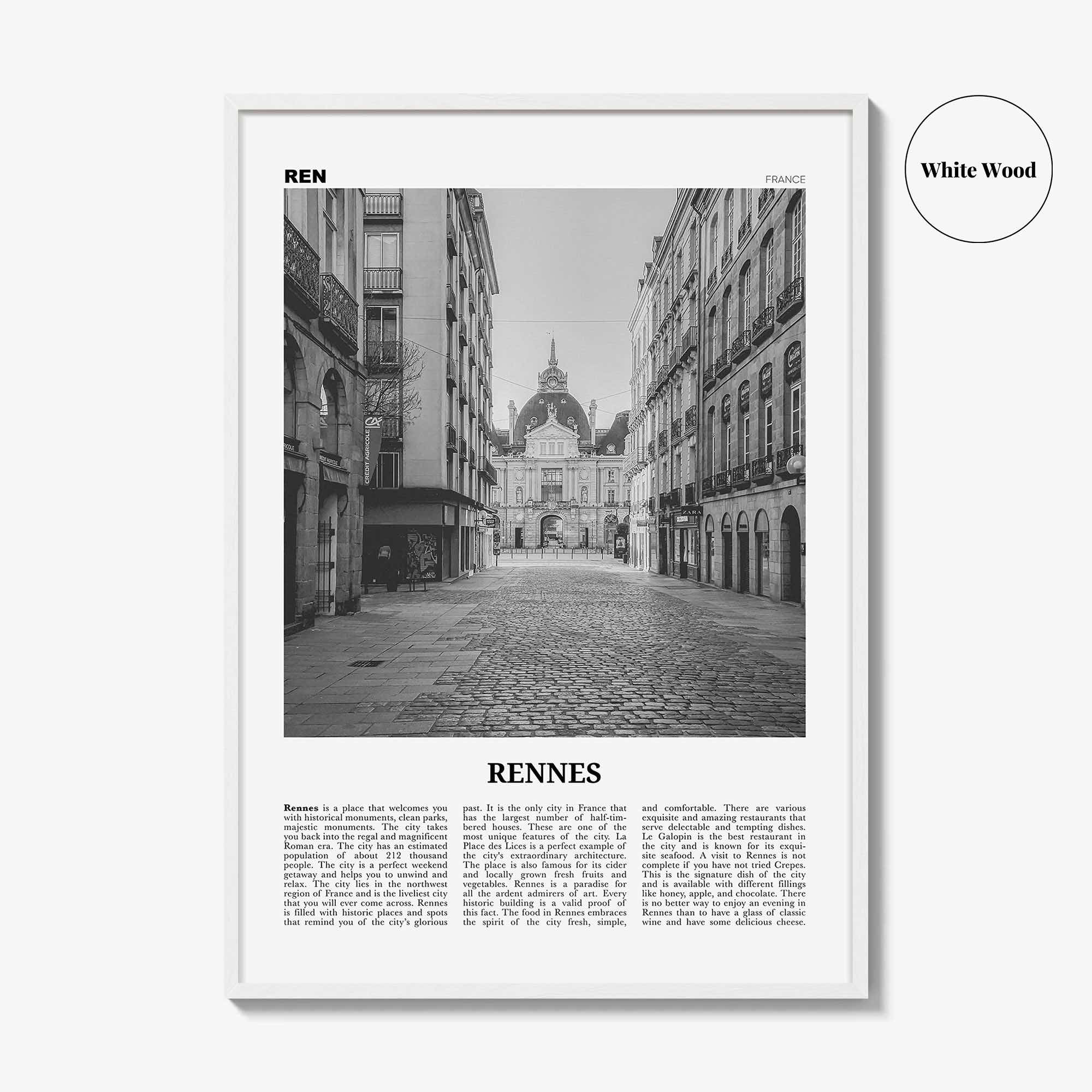 Rennes Print Black and White, Rennes Wall Art, Rennes Poster, Rennes Photo, Rennes Wall Décor, France, Roazhon, Brittany