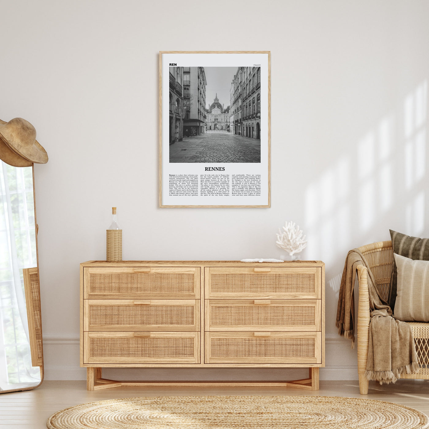 Rennes Travel B&W Poster