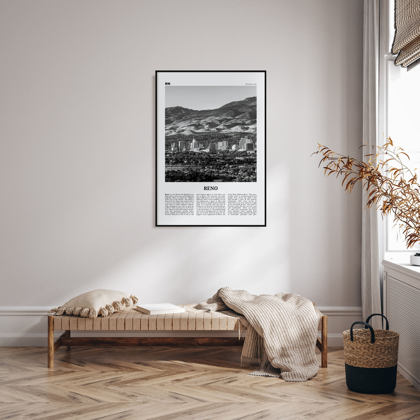 Reno Travel B&W Poster
