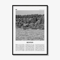 Renton Print Black and White, Renton Wall Art, Renton Poster, Renton Photo, Renton Map, Renton Wall Decor, Washington, USA, United States