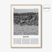 Renton Print Black and White, Renton Wall Art, Renton Poster, Renton Photo, Renton Map, Renton Wall Decor, Washington, USA, United States