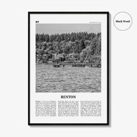 Renton Print Black and White, Renton Wall Art, Renton Poster, Renton Photo, Renton Map, Renton Wall Decor, Washington, USA, United States