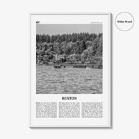 Renton Print Black and White, Renton Wall Art, Renton Poster, Renton Photo, Renton Map, Renton Wall Decor, Washington, USA, United States