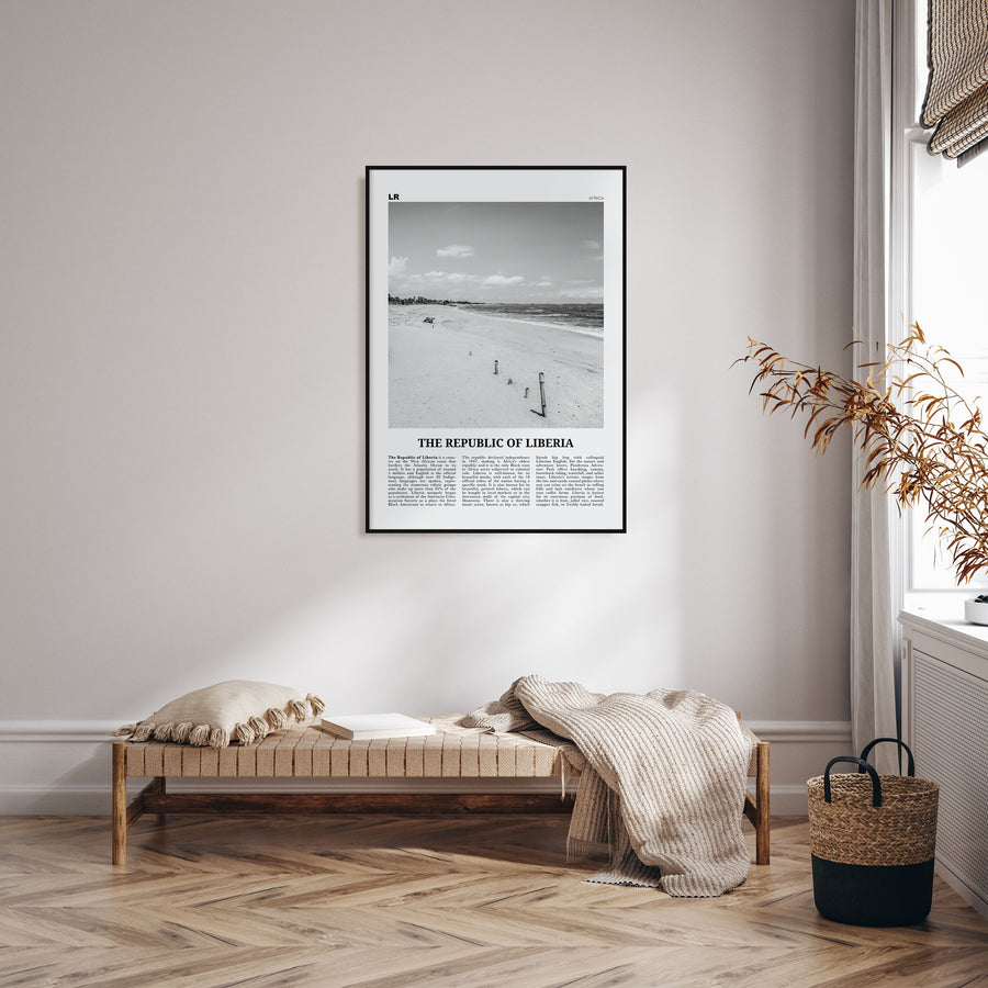 Republic of Liberia Travel B&W Poster