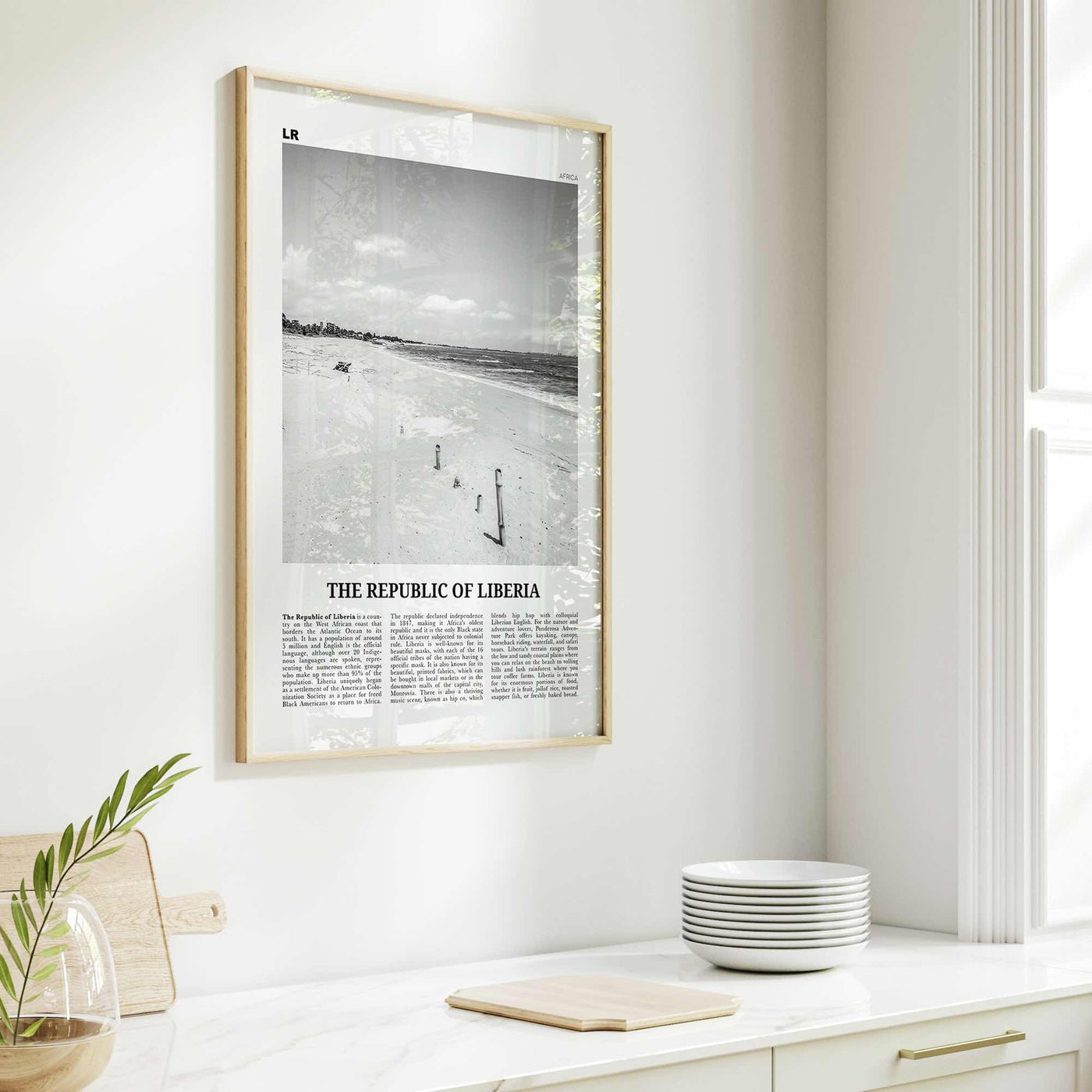 Republic of Liberia Print Black and White, Liberia Wall Art, Liberia Poster, Liberia Photo, Liberia Wall Decor, Africa Poster Print