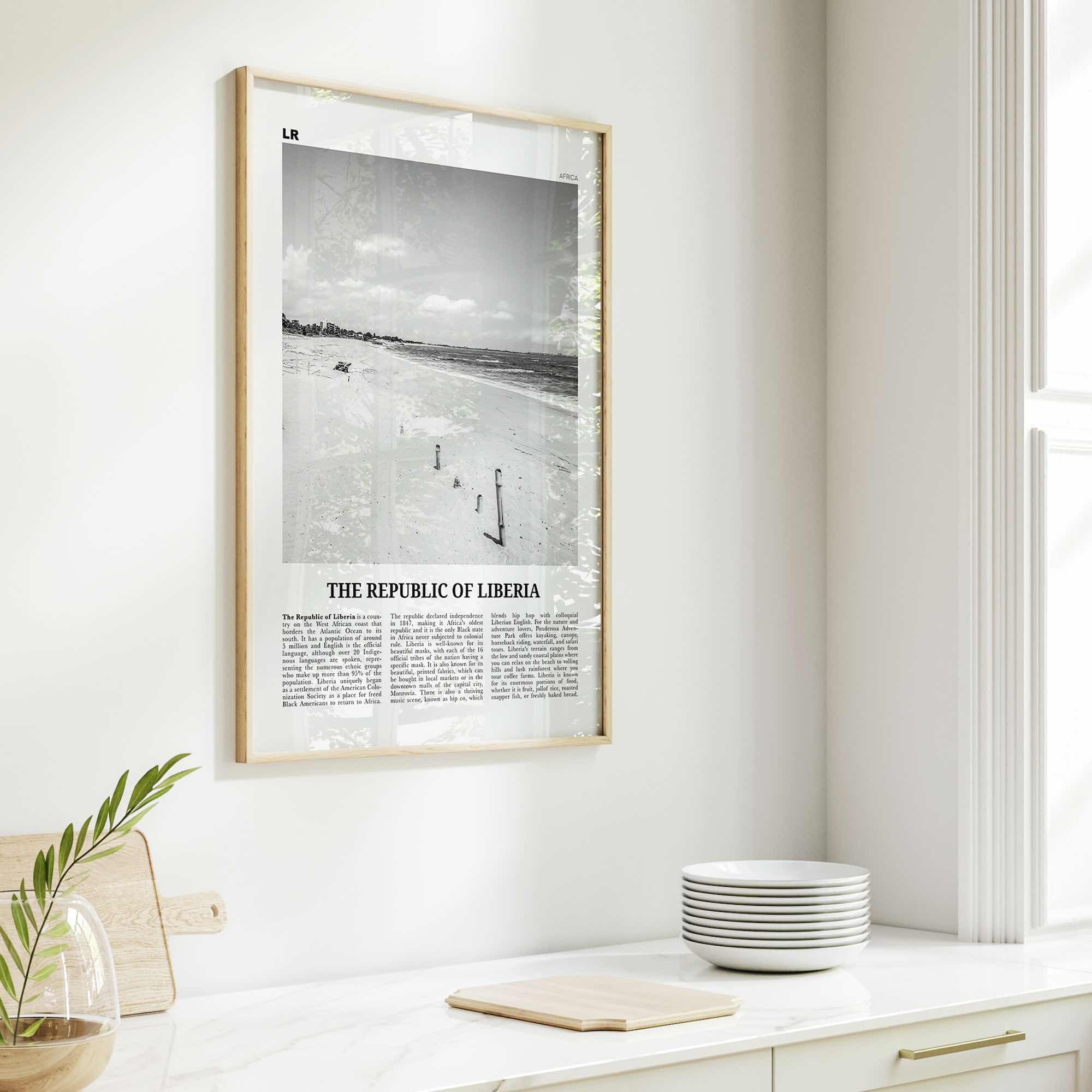 Republic of Liberia Print Black and White, Liberia Wall Art, Liberia Poster, Liberia Photo, Liberia Wall Decor, Africa Poster Print